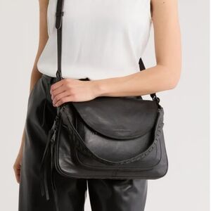 Amy Kestenberg Black Leather Crossbody Bag with Adjustable Strap